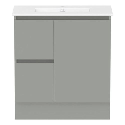 Ascot Floor or Wall Mount Slim Vanity 765mm 2 Drawer LH 1 Door Grey Nouveau [299647]