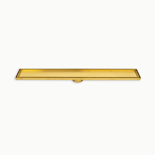 Linear Tile Insert Shower Grate 800mm Length and Centre Outlet 38mm Brushed Gold [255720]