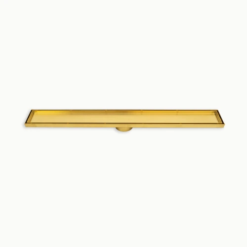 Linear Tile Insert Shower Grate 800mm Length and Centre Outlet 38mm Brushed Gold [255720]