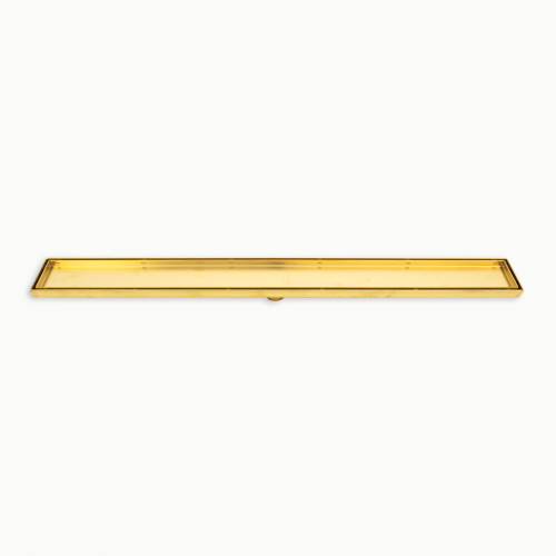 Linear Tile Insert Shower Grate 900mm Length and Centre Outlet 38mm Brushed Gold [255722]