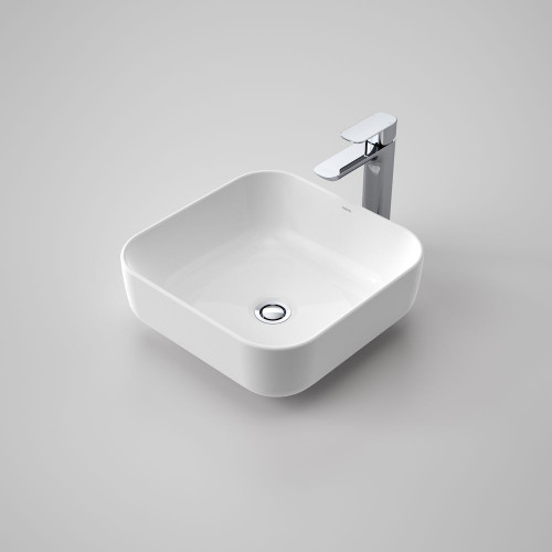 Square Semi Recessed Basin with Overflow 400mm White 1 Tap Hole [153089]