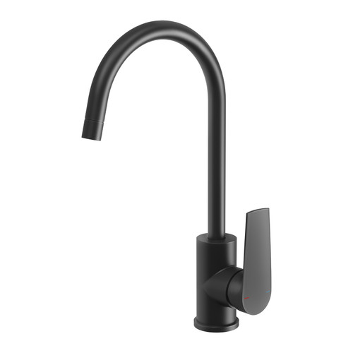 Arlo Gooseneck Sink Mixer 6 Star 200mm Matte Black [300011]