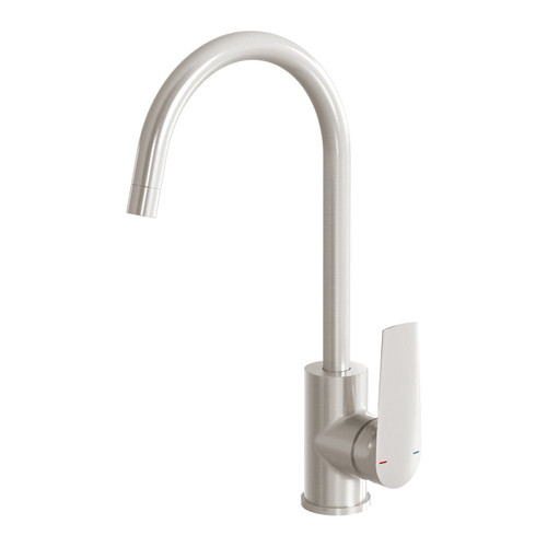 Arlo Gooseneck Sink Mixer 6 Star 200mm Brushed Nickel [300007]