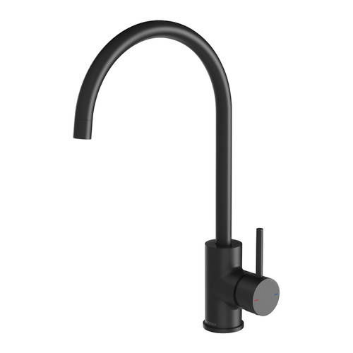 Pina Gooseneck Sink Mixer 200mm 6 Star Matte Black [300008]