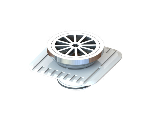 Plastic Round Floor Waste 80mm with Megaflex Flange 50mm outlet Chrome [025294]