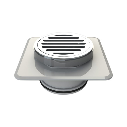 Brass Round Floor Waste 80mm with Megaflex Flange 80mm outlet Chrome [025460]