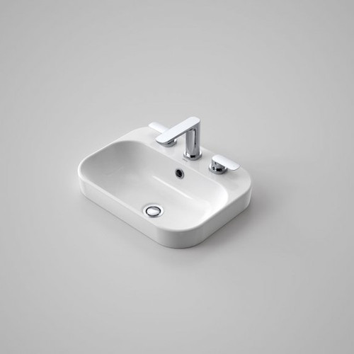 Luna Inset Basin with Overflow White 3 Tap Holes [153099]
