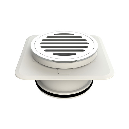 Brass Round Floor Waste 100mm with Megaflex Flange Chrome [102758]