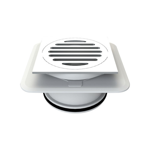 Brass Square Floor Waste 100mm with Megaflex Flange Chrome [102759]