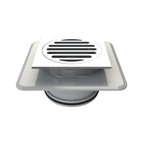 Brass Square Floor Waste 80mm with Megaflex Flange Chrome [109759]