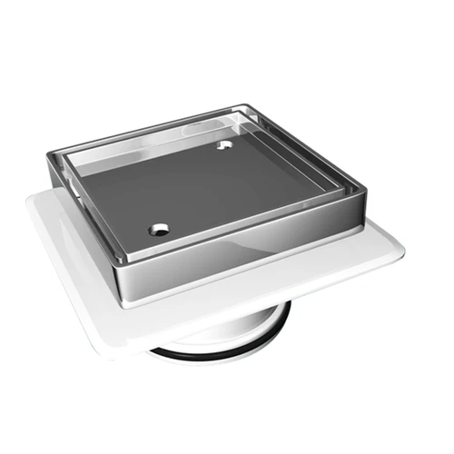 Bermuda Square Tile Insert Grate Floor Waste w/Megaflex Flange 80mm Outlet Chrome [118111]