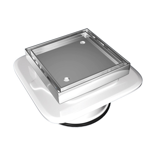 Bermuda Square Tile Insert Grate Floor Waste w/Megaflex Flange 100mm Outlet Chrome [118112]