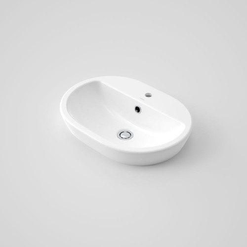 Track Inset Basin with Overflow White 1 Tap Hole [124875]