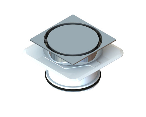 Bermuda Round on Square Flipper Floor Waste with Megaflex Flange 100mm Outlet Chrome [139672]