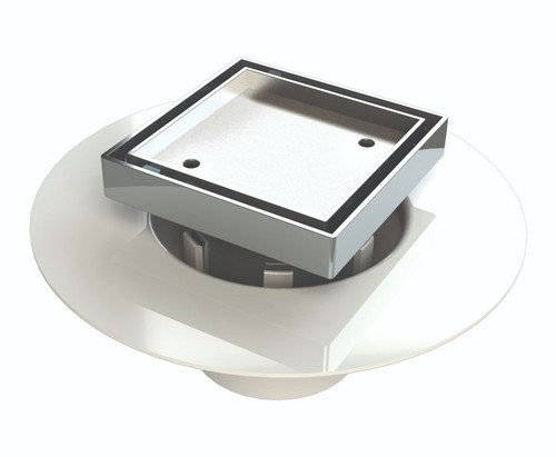 Bermuda Square Tile Insert Floor Waste with Leak Control Flange 80mm connection Chrome [139674]