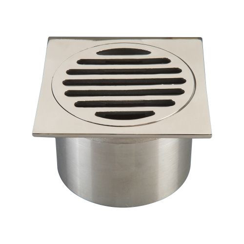 Brass Square Floor Waste 80mm with 70mm Tail Chrome [139686]