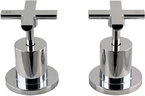 Cocoa (Amane) Wall Taps (Top Assembly) Cross Handle Chrome (Pair) [250115]