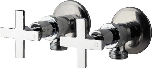 Cocoa (Amane) Washing Machine Taps Cross Handle Chrome (Pair) [250116]