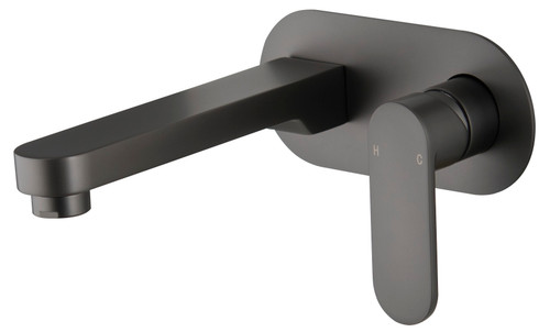 Saffron Wall Basin Mixer with Plate 5Star Gun Metal [250157]