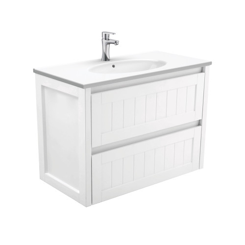 Rotondo Hampton Wall-Hung Vanity 2 Drawer 900mm 1 Tap Hole [165421]