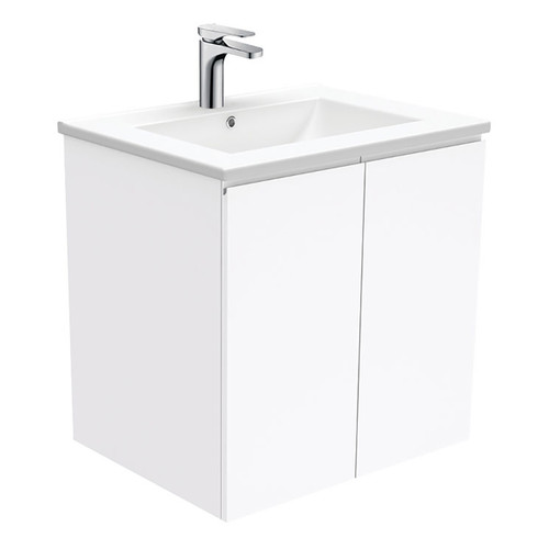 Dolce Fingerpull 2 Drawer Wall-Hung Vanity 600mm Gloss White 1 Tap Hole [165924]