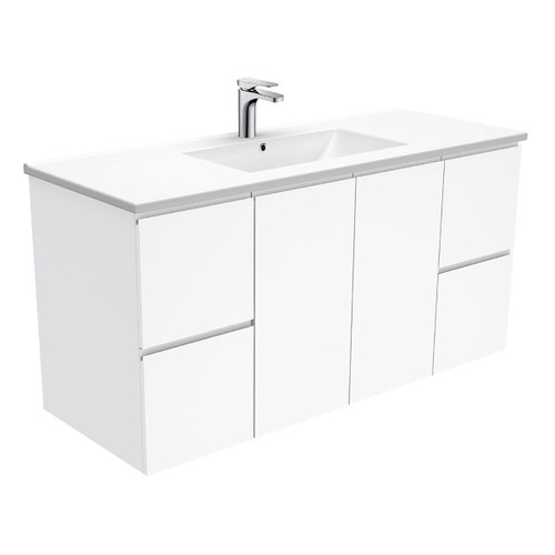 Dolce Fingerpull 1200mm Wall-Hung Vanity Gloss White 1 Tap Hole [165940]