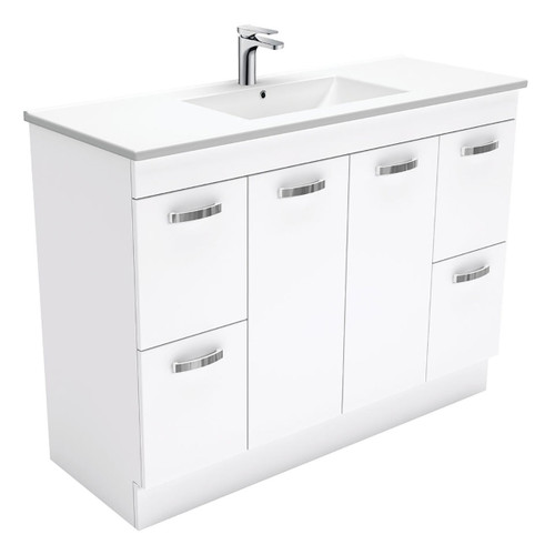 Dolce Ceramic Unicab Vanity On Kickboard Solid/Handle 1200mm White 1 Tap Hole [165272]