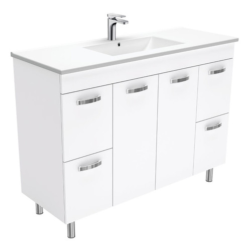 Dolce Ceramic Unicab Vanity On Legs Solid/Handle 1200mm White 1 Tap Hole [165273]