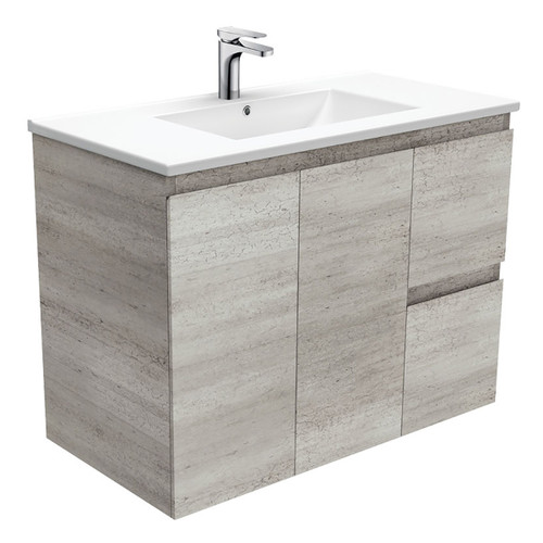 Dolce Edge Industrial Wall-Hung Vanity 2 Door 2 Left Hand Drawers 900mm Ceramic 1 Tap Hole [165308]