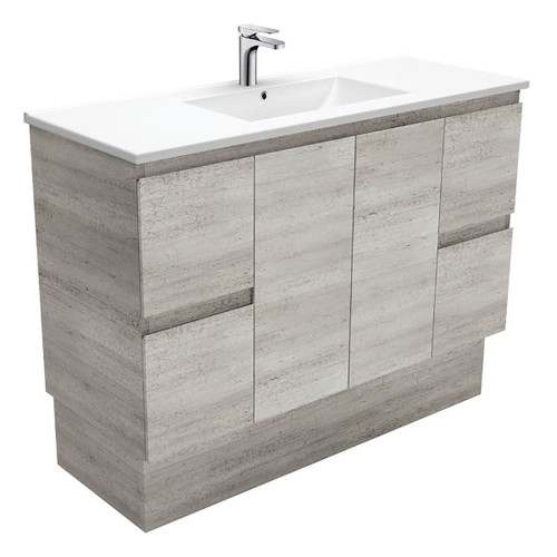 Dolce Edge Industrial 2 Door 4 Drawer Vanity On Kickboard Ceramic 1200mm 1 Tap Hole [165310]