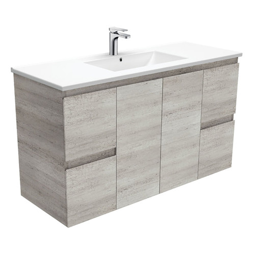 Dolce Edge Industrial 2 Door 4 Drawer Wall-Hung Vanity Ceramic 1200mm 1 Tap Hole [165311]
