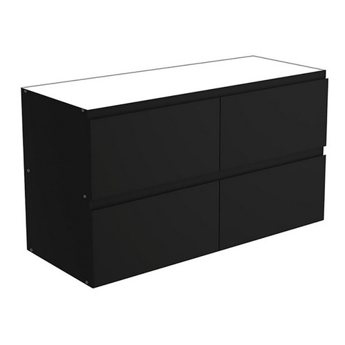 Amato 1200 Satin Black Base Cabinet Wall-Hung 4 Drawer [191639]