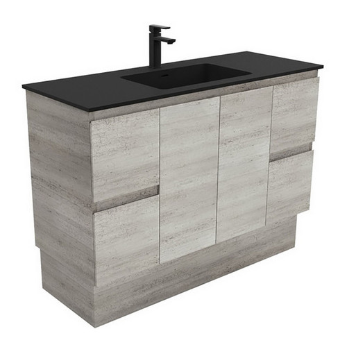 Montana 1200 Solid Surface Moulded Basin-Top + Edge Industrial Cabinet on Kick Board 2 Door 4 Drawer 3 Tap Hole [196393]