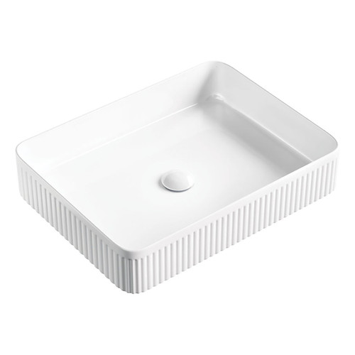 Eleanor Rectangular Above Counter Fluted Basin Gloss White [299956]