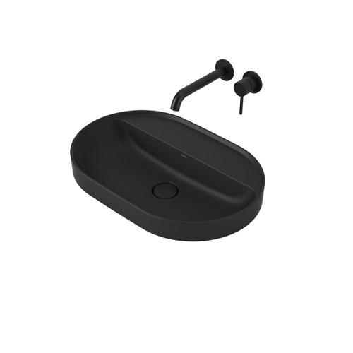 Liano II 600mm Pill Inset Basin with Tap Landing Matte Black 0 Tap Holes [284916]