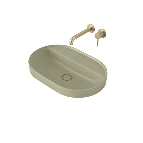Liano II 600mm Pill Inset Basin with Tap Landing (0 Tap Hole) Matte Green (Special Order) [284966]