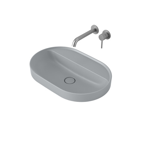 Liano II 600mm Pill Inset Basin with Tap Landing (0 Tap Hole) Matte Grey (Special Order) [284917]