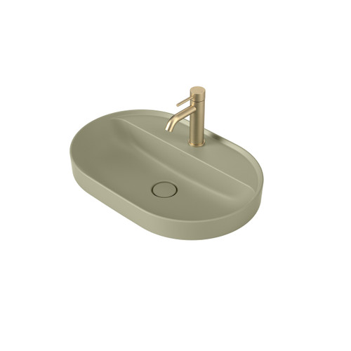 Liano II 600mm Pill Inset Basin with Tap Landing Matte Green (Special Order) 1 Tap Hole [284927]