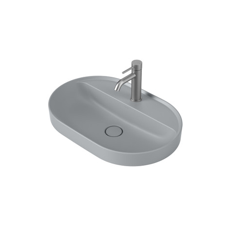 Liano II 600mm Pill Inset Basin with Tap Landing (1 Tap Hole) Matte Grey (Special Order) [284928]