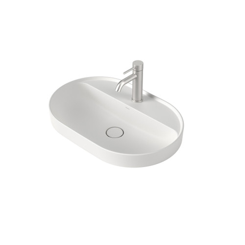 Liano II 600mm Pill Inset Basin with Tap Landing Matte White 1 Tap Hole [284929]