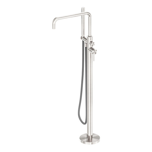 Zen SS316L Freestanding Bath Mixer with Outdoor Shower Hose Brushed Nickel [300202]
