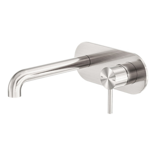 Zen SS316L Wall Basin/Bath Mixer 185mm Spout Brushed Nickel [300273]