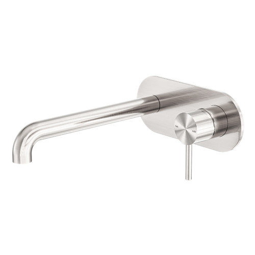 Zen SS316L Wall Basin/Bath Mixer 230mm Spout Brushed Nickel [300094]