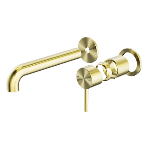 Zen SS316L Wall Basin/Bath Mixer Separate Back Plate 185mm Spout (Trim Kit Only) Brushed Gold [300260]