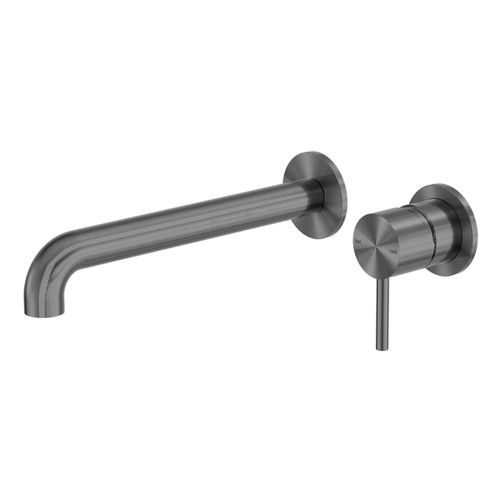 Zen SS316L Wall Basin/Bath Mixer Separate Back Plate 230mm Spout Graphite [300254]