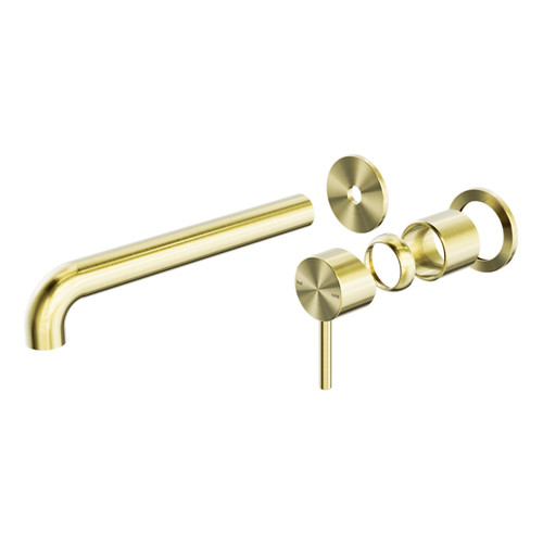 Zen SS316L Wall Basin/Bath Mixer Separate Back Plate 230mm Spout (Trim Kit Only) Brushed Gold [300187]
