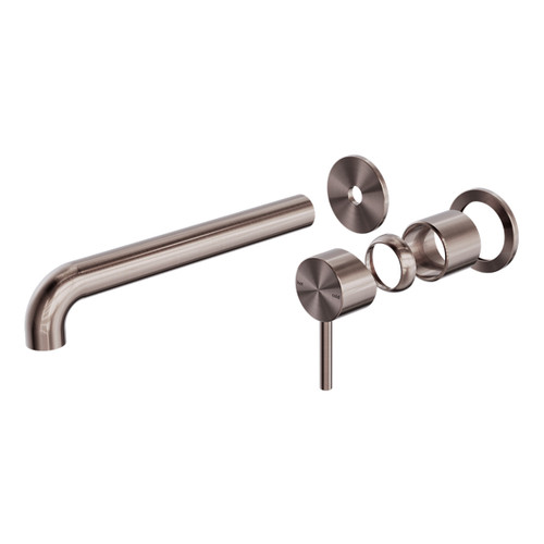 Zen SS316L Wall Basin/Bath Mixer Separate Back Plate 230mm Spout (Trim Kit Only) Brushed Bronze [300161]