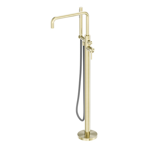 Zen SS316L Freestanding Bath Mixer with Outdoor Shower Hose Brushed Gold [300124]