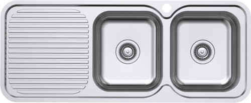 Classic Standard Right Hand 2 Bowl & Drainer 1180mm Stainless Steel 1 Tap Hole [131447]