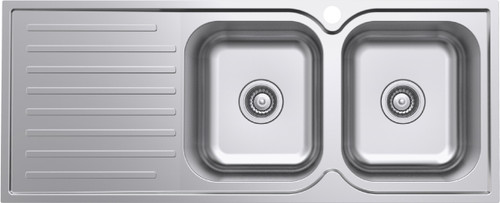 Classic Squareline Right Hand 2 Bowl & Drainer 1180mm 304 Stainless Steel 1 Tap Hole [136416]